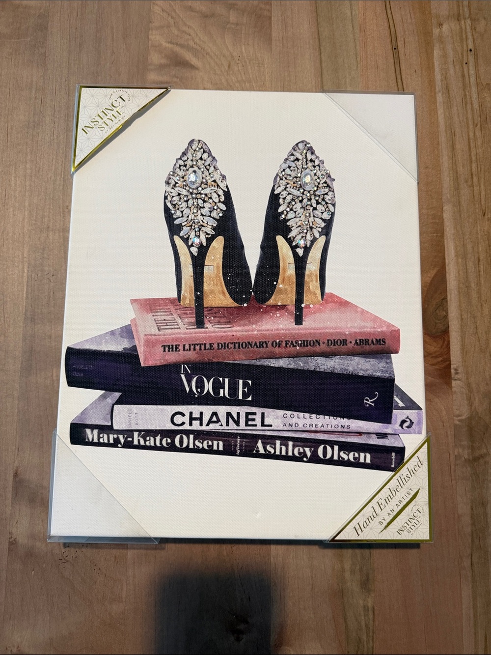 INSTINCT Black Embellished High Heel Wall Art - Fashion Book Stack